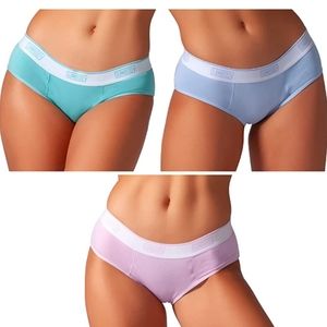 Bamboo Period Panties Absorbent Hipster Sporty Active Wear Bundle of 3 X-SMALL